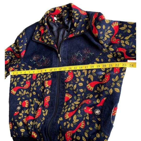 Mu PhaPhafo Embroidered Corduroy VTG Women Bomber Jacket Cottagecore Hippie Boho - Picture 4 of 10